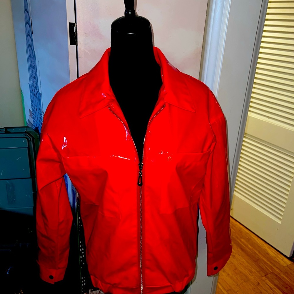 Red medium leather zip jacket